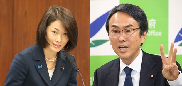 丸川氏（左）と石原氏　（ｃ）朝日新聞社