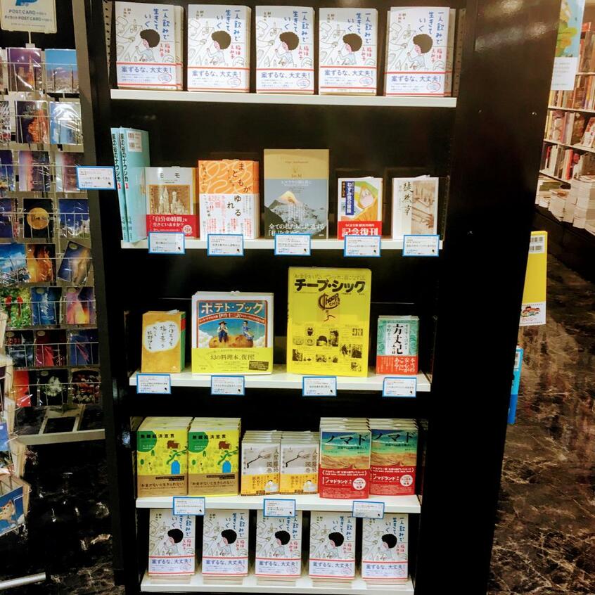 東京の青山ブックセンターで、我が新刊本と共に、私がセレクトしたオススメ本の棚を作っていただきました!(photo 本人提供)