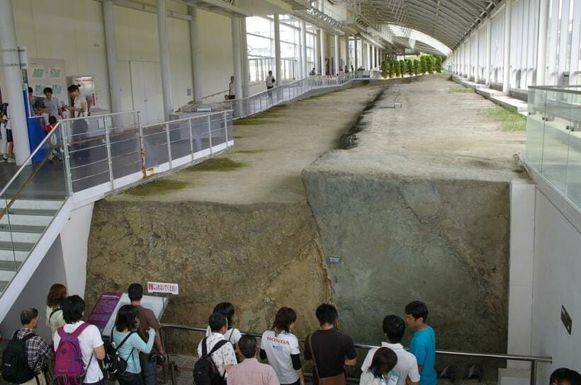 阪神・淡路大震災で動いた活断層「野島断層」。兵庫県淡路市の野島断層保存館で