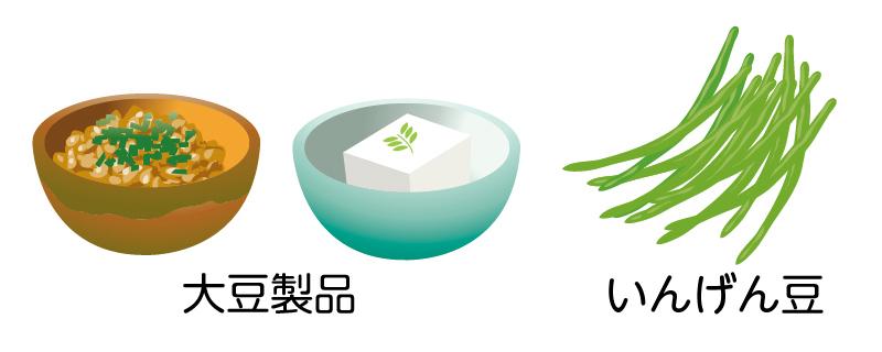 脾胃を元気にする食材：大豆製品、いんげん豆