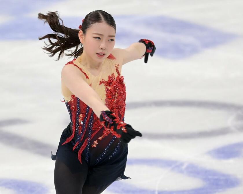 2021年3月のフィギュアスケート世界選手権で、SPの演技をする紀平梨花