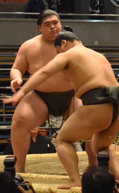 全勝で序ノ口優勝を決めた納谷。次の元号のスタートのころには、どの地位にいるのだろうか (c)朝日新聞社