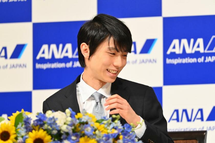 プロ転向表明会見での羽生結弦さん（撮影／写真映像部・東川哲也）