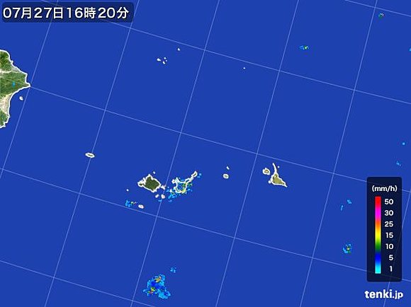 先島諸島の雨雲の様子