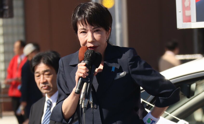 自民党候補の応援演説をする高市早苗氏