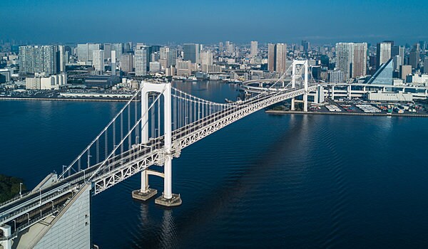 東京タワー、スカイツリーと並び、東京の顔ともなっているレインボーブリッジ