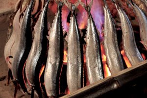 昨年秋のツアー中に気仙沼市の居酒屋でとらえた一枚。漁港に近い焼き魚の名店だという。「圧巻のサンマで、いかにおいしかったかが少しでも伝わるように撮った」というように、絶妙の構図でとらえられたサンマの色つやと囲炉裏の火から極上の味わいが伝わってくる