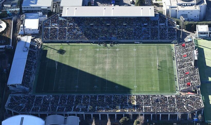 秩父宮ラグビー場の空撮写真。