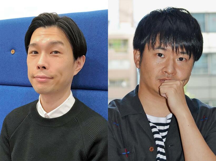 「ネタを書いている芸人」のハライチ岩井（写真左）とオードリー若林（C)朝日新聞社