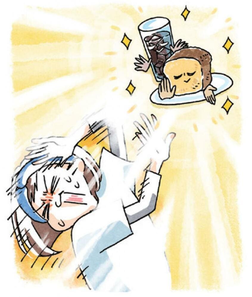 食べすぎは労働ストレスと誘惑が原因?(イラスト/サヲリブラウン)