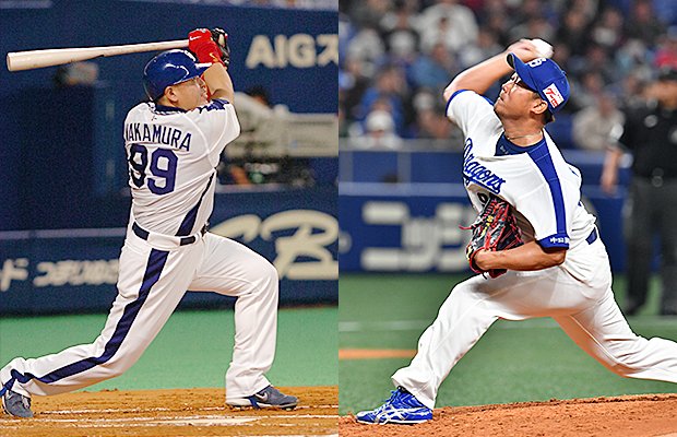 中日ではともに背番号「99」となった中村（左）と松坂（右）　（ｃ）朝日新聞社