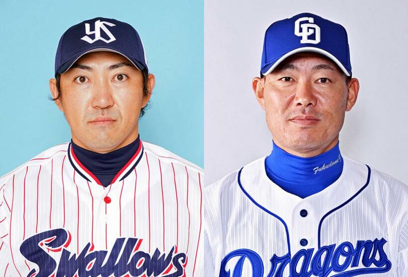 ヤクルト・内川聖一（左）と中日・福留孝介（右）（ｃ）朝日新聞社