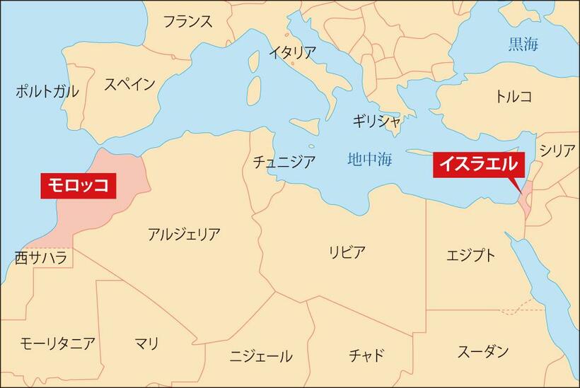 モロッコとイスラエルの地図