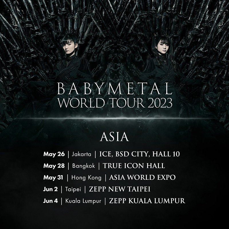 BABYMETAL、5月から初のアジア＆オーストラリアツアー開催発表