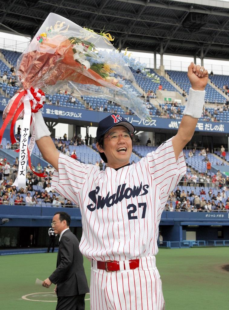 ２千本安打を達成したときの古田敦也氏（２００５年４月２４日、松山市）