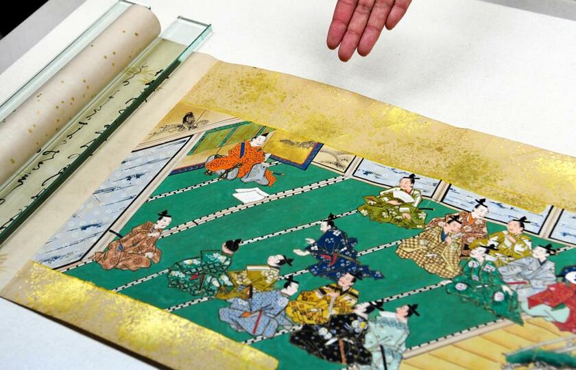 承久の乱を描いた絵巻が２０２０年、京都市で見つかった。北条義時（左上）のもとに集まる武士たち