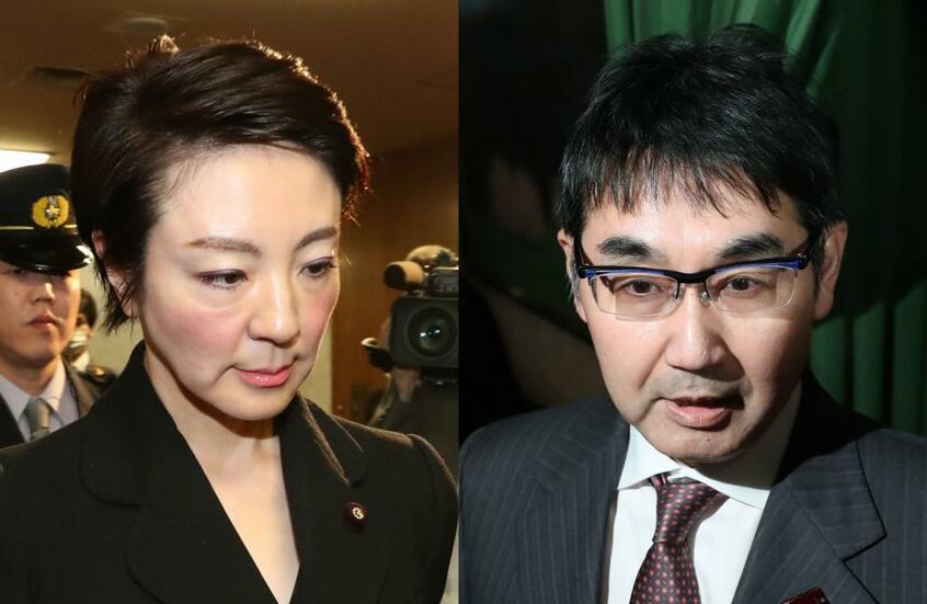 2019年の参院選を舞台にした買収疑惑で検察の厳しい捜査を受けている河井克行前法務大臣(右)と妻の河井案里参院議員。逮捕の「Xデー」は国会閉会後とみられる (c)朝日新聞社