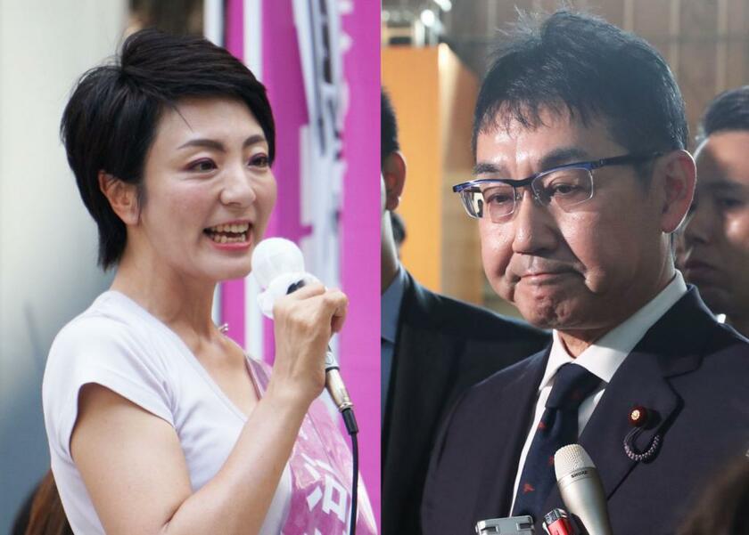 河井克行前法相（右）と妻の河井案里参院議員　（ｃ）朝日新聞社