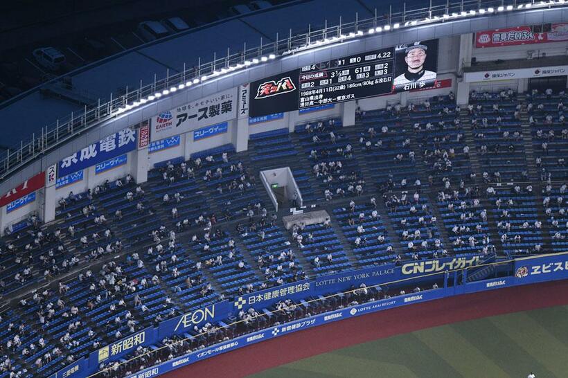 ７月から観客を入れて試合を行うロッテの本拠・ＺＯＺＯマリンスタジアム。ファンの声援がチームを後押しする＝千葉市　（ｃ）朝日新聞社