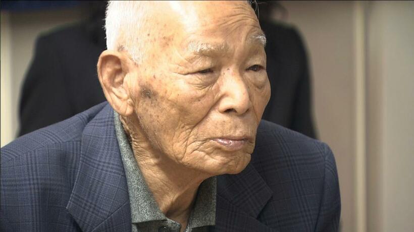 生存者の村上輝夫さん。カウラ事件の７０周年、７５周年の追悼式典に出席した（ｃ）瀬戸内海放送