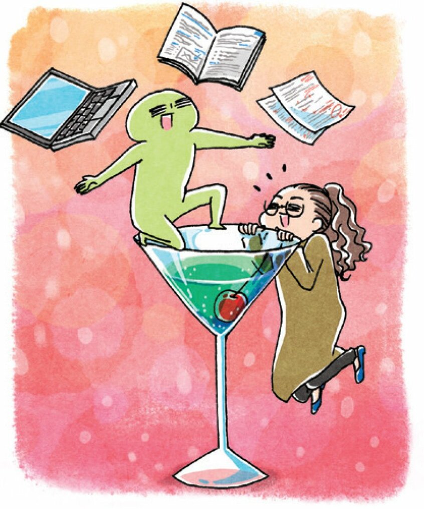 夢中だったサークル活動後輩と飲む(イラスト:サヲリブラウン)