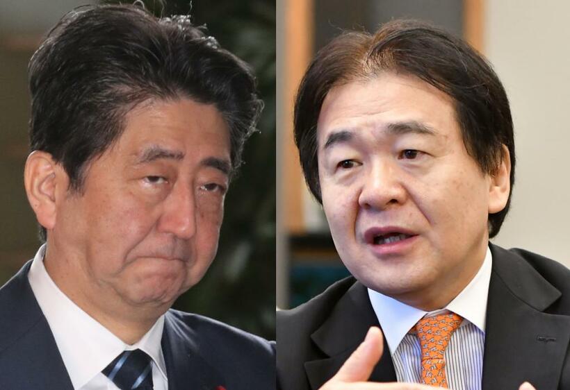 安倍晋三首相（左）と竹中平蔵氏　（c)朝日新聞社