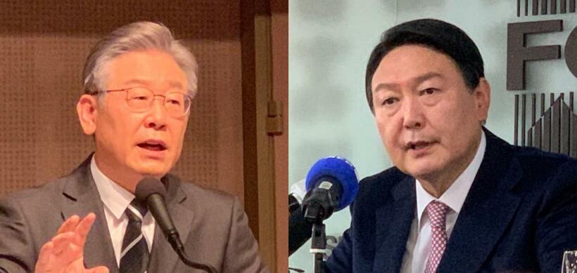 李在明・前京畿道知事（左）と尹錫悦・前検事総長