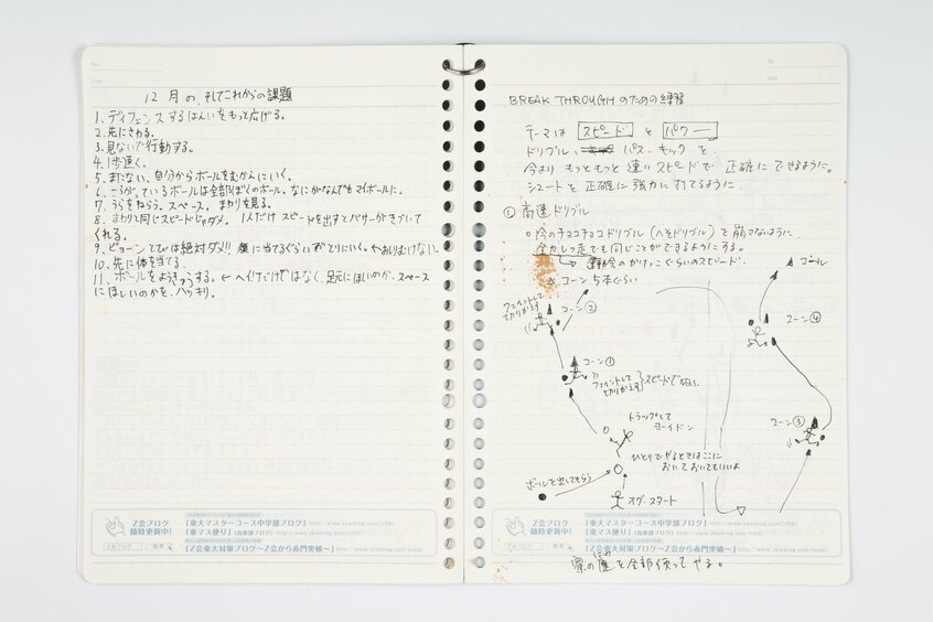 次男のサッカーノート。全くのサッカー素人だった武田さんだが、研究の末、練習メニューを考えるほどに(右ページ)(撮影/写真映像部)