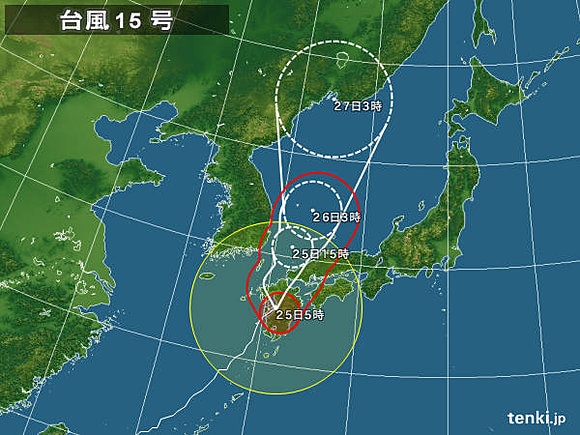 台風１５号の進路