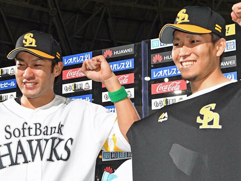 2010年ドラフト組の柳田悠岐、千賀滉大はそれぞれソフトバンクの大黒柱へと成長した　（ｃ）朝日新聞社