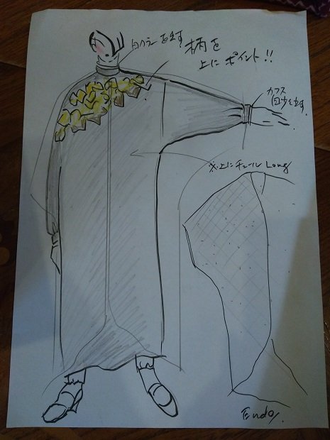 希林さんが愛した、黒いドレスのデザイン画。紫綬褒章受章に、映画祭のレッドカーペットと、人生の節目となる日に選んでまとったドレスだ（撮影／松岡かすみ）