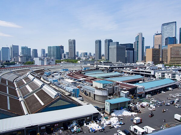 東京の中心部にある築地市場。連日大勢の人でにぎわう