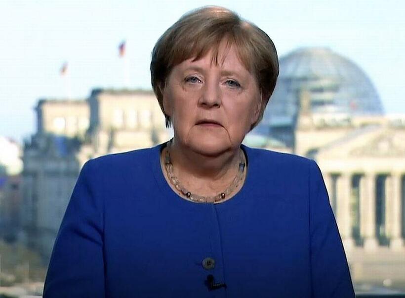 コロナ問題でテレビ演説するドイツのメルケル首相＝ドイツ政府ホームページから