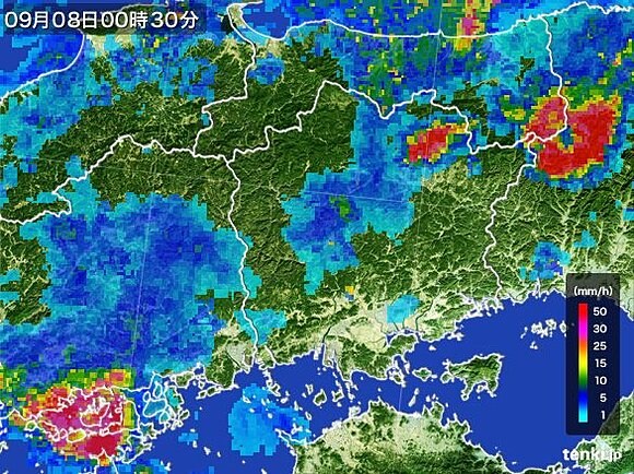 岡山県で大雨