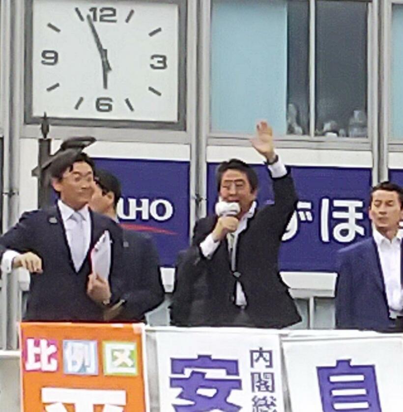 7月20日に千葉県市川市で演説した安倍首相（撮影／桐島瞬）