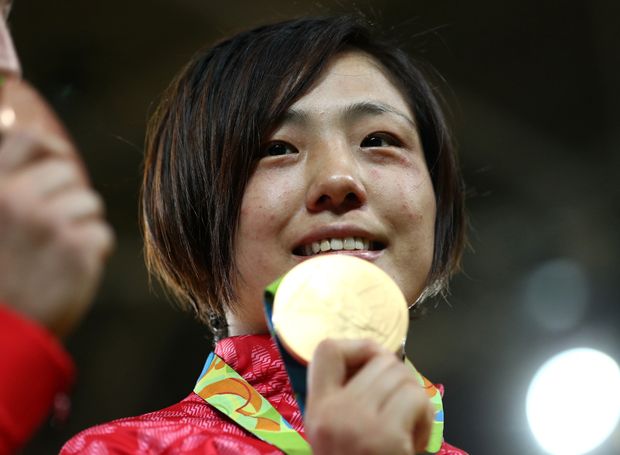 金メダルを獲得した女子70キロ級の田知本遥（写真:Getty Images）