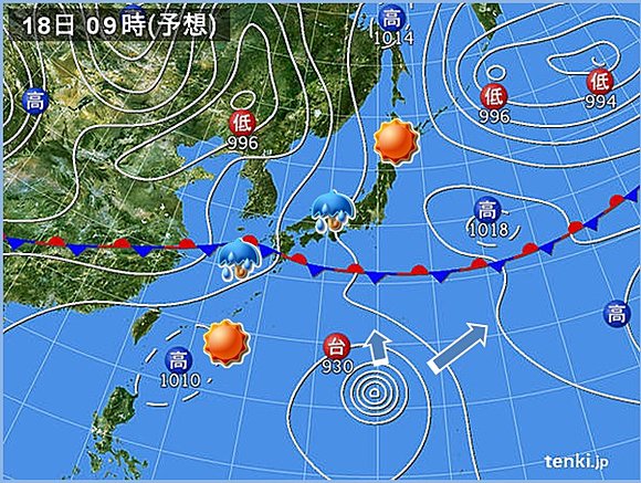 18日の予想天気図