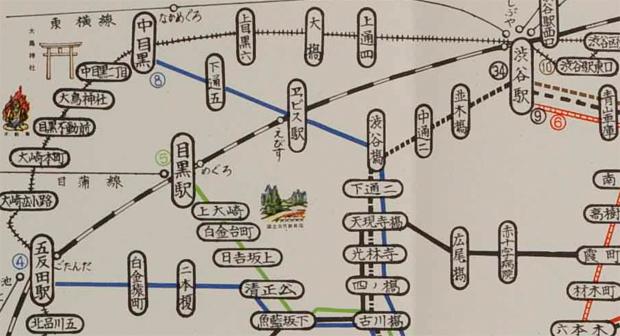 昭和３９年４月の路線図。恵比寿界隈。（資料提供／東京都交通局）