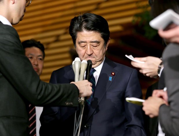 １月２５日の安部首相の会見　（ｃ）朝日新聞社　＠＠写禁