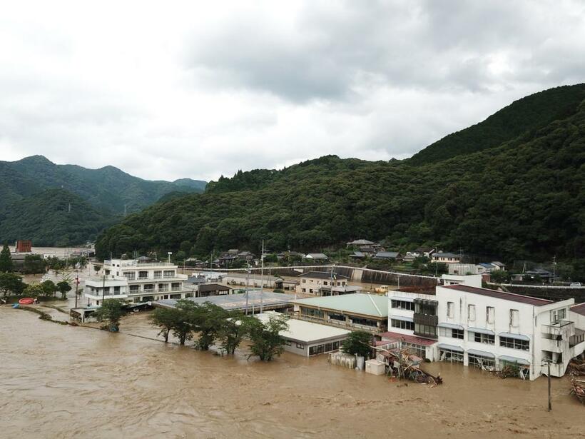 水没した八代市坂本町（撮影／稲葉洋一）