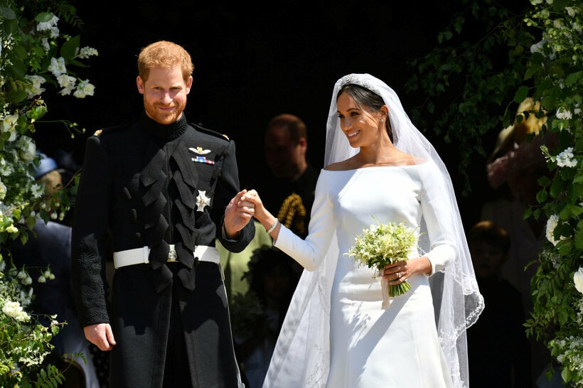 2018年5月19日に結婚式を挙げたヘンリー王子とメーガンさん。わずか2年後に王室を離脱した（photo ロイター/アフロ）