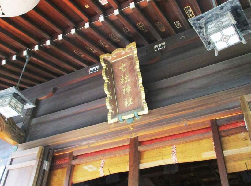 渋沢氏揮毫の「七社神社」の扁額