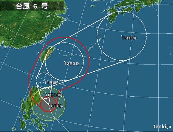 台風６号の予想進路