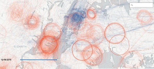「バズフィード」は、あらゆる航空機のデータを収集し、政府の航空機の情報を抽出。地図上に表示した