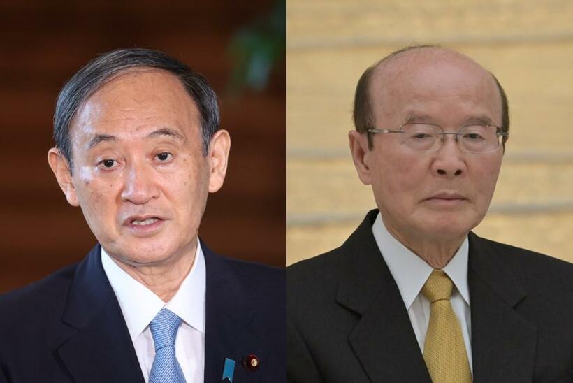 菅義偉首相（左）と杉田和博官房副長官