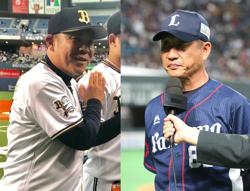 オリックス・西村監督（左）と西武・辻監督　（ｃ）朝日新聞社