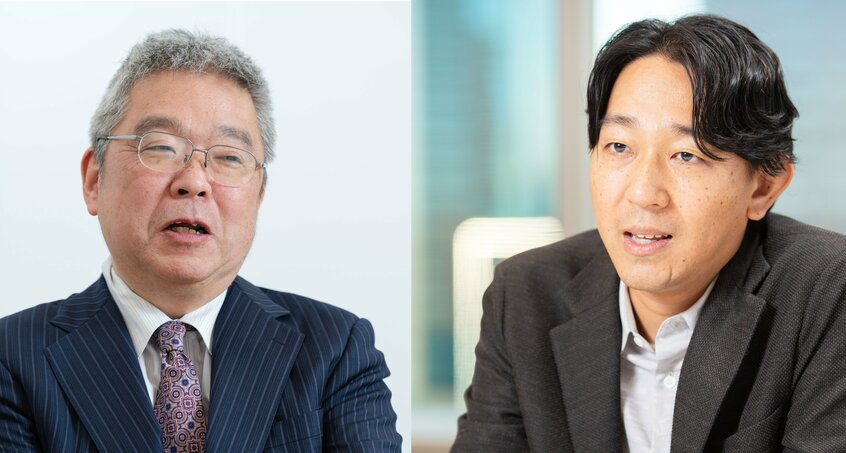下山進さん(左)(撮影:写真映像部・和仁貢介)/塩田武士さん(撮影:高野楓菜)