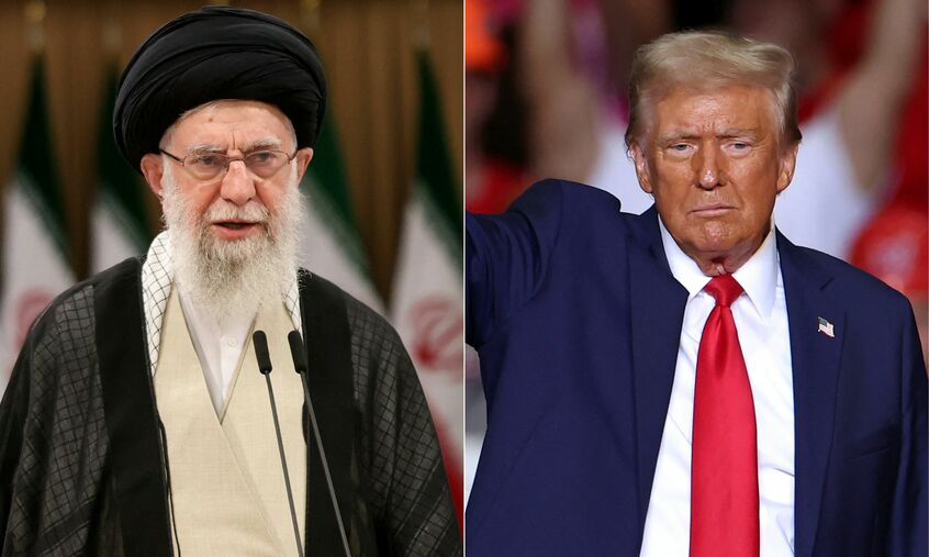 イランの最高指導者・ハメネイ師(左)、アメリカのトランプ大統領(写真:AFP/アフロ)