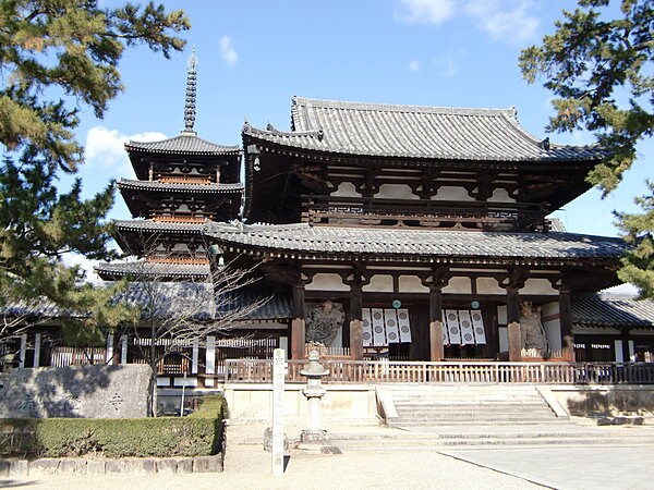 柱にヒノキが使われている法隆寺。