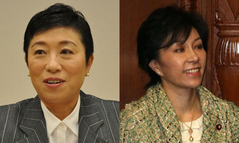 辻元清美衆院議員（左）、佐藤ゆかり衆院議員　（ｃ）朝日新聞社